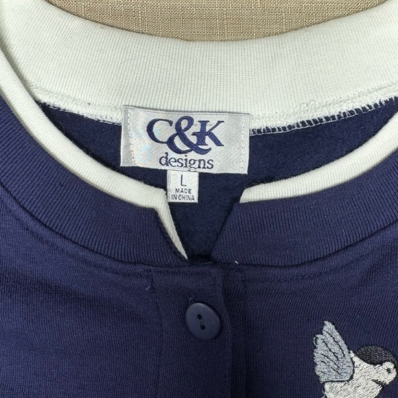 C&K Vintage Holiday Cardigan Sweater L – Birdhouse & Holly Embroidery - Picture 5 of 5